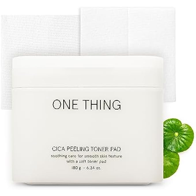 ONE THING CICA PEELING TONER PAD 6.34 OZ, 65 PADS | VEGAN SOOTHING CALMING EXFOLIATING PURIFYING HYDRATING FACIAL COTTON TONER PADS FOR ALL, SENSITIVE SKIN, PORE BLACKHEAD CARE | KOREAN SKINCARE - Image 1